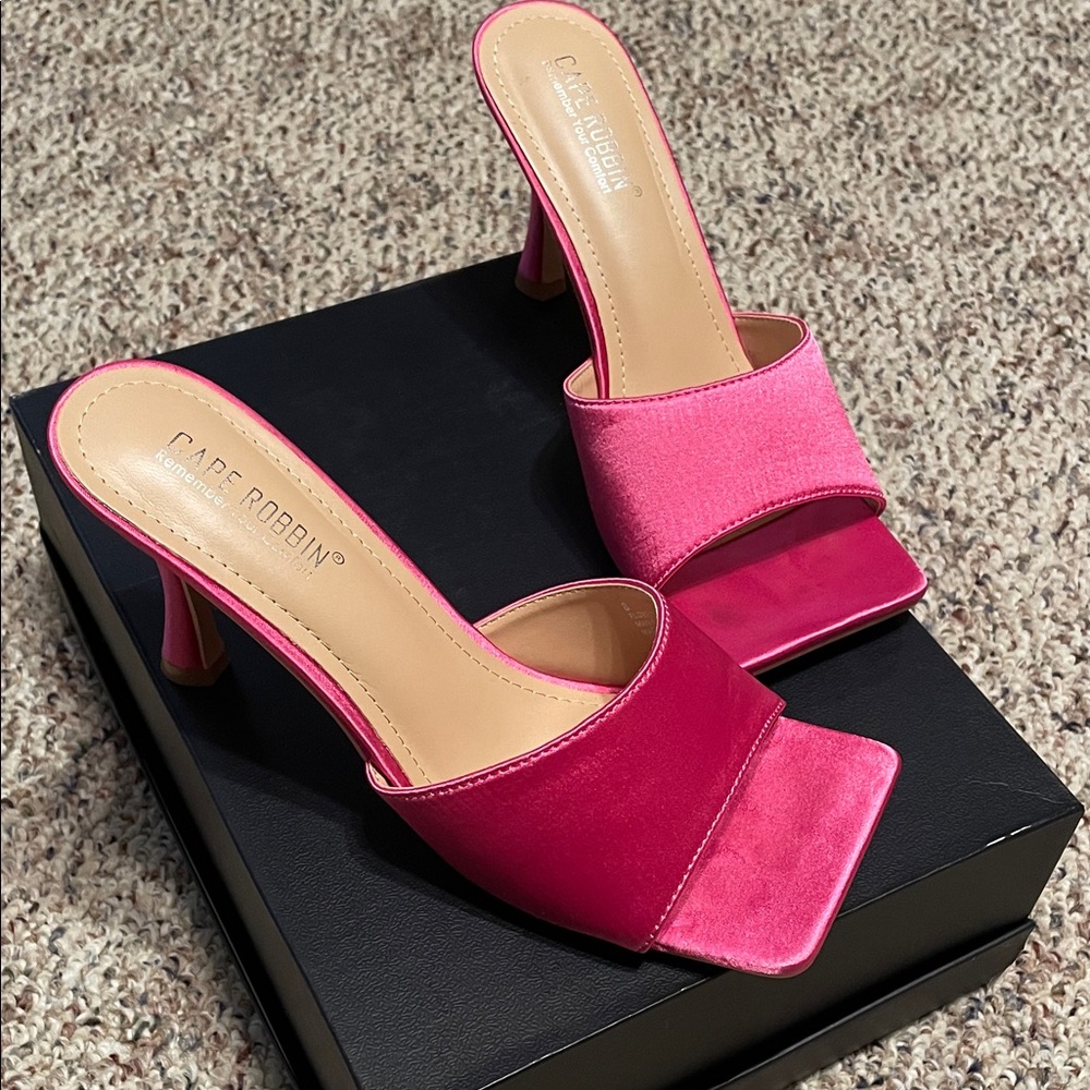 Cape Robbin Pink Heeled Mules